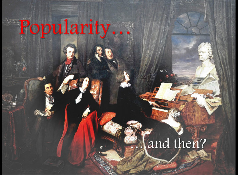 Liszt playing for a circle of admirers