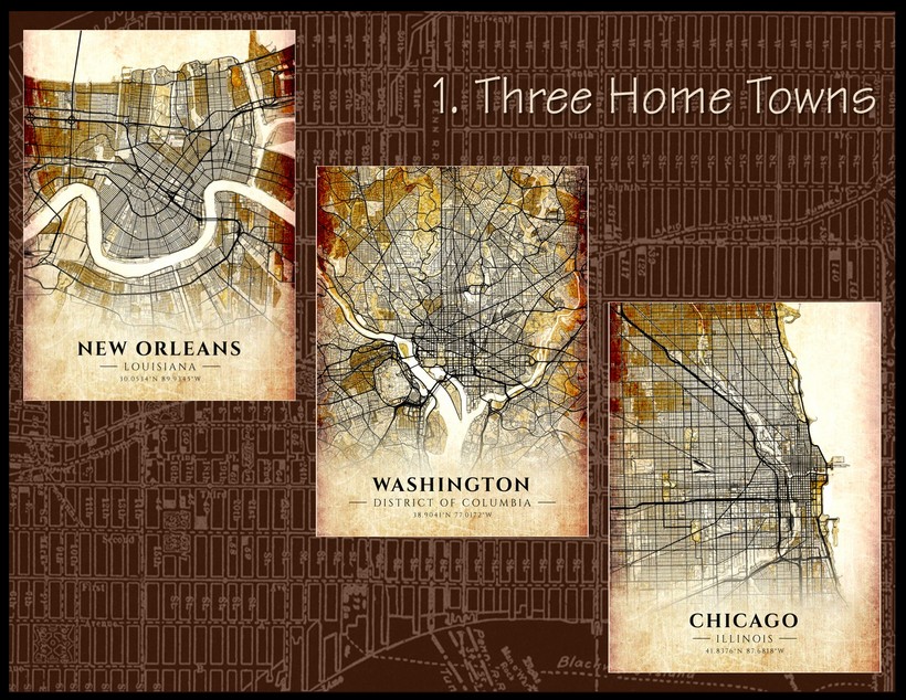 Maps of New Orleans, Washington, Chicago