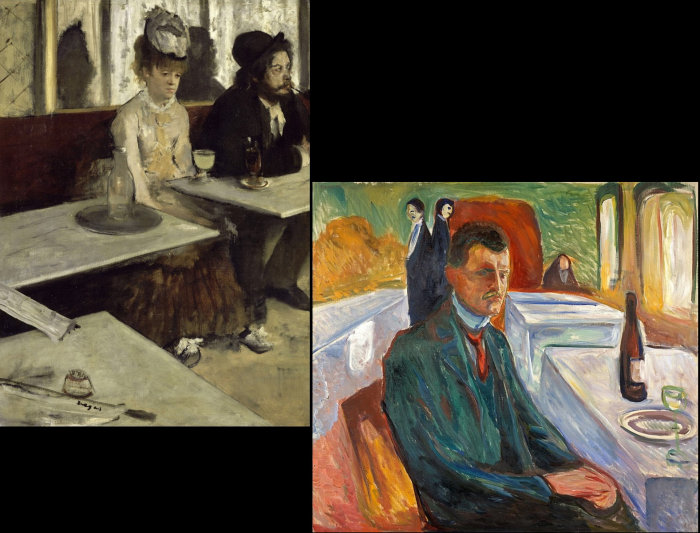 In a Caf by Degas with Munch Self-portrait