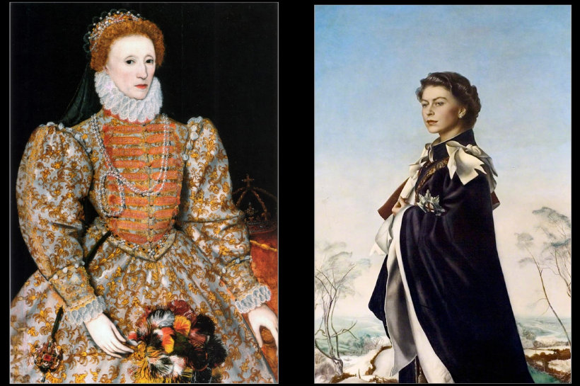 Portraits of Queens Elizabeth I and II